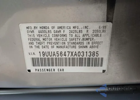 1999 Acura Tl 3.2 from USA, damaged, VIN 19UUA5647XA031385